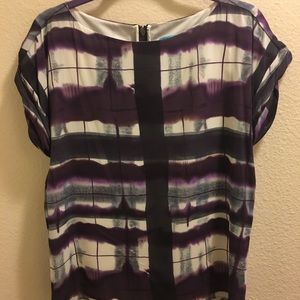 Alice + Olivia Purple and White Silk Blouse